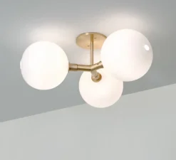 Plafonnier & Spot|Applique*SkLO Studio Applique ou plafonnier, Stem x3, , Ø18cm, H54cm - Blanc, Laiton brossé