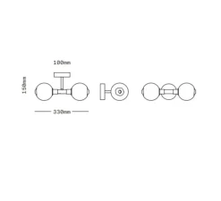 Applique ou plafonnier, Stem x2, Transparent, Laiton brossé, Ø11cm, H33cm - SkLO Studio