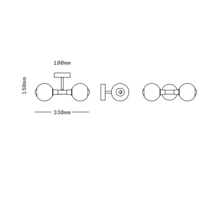 Applique ou plafonnier, Stem x2, Transparent, Laiton brossé, Ø11cm, H33cm - SkLO Studio