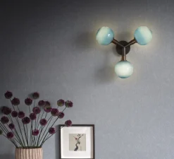 Plafonnier & Spot|Applique*SkLO Studio Applique ou plafonnier, Stem x3, , Ø11cm, H39cm - Bleu, Noir oxydé