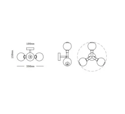 Plafonnier & Spot|Applique*SkLO Studio Applique ou plafonnier, Stem x3, , Ø11cm, H39cm - Bleu, Noir oxydé