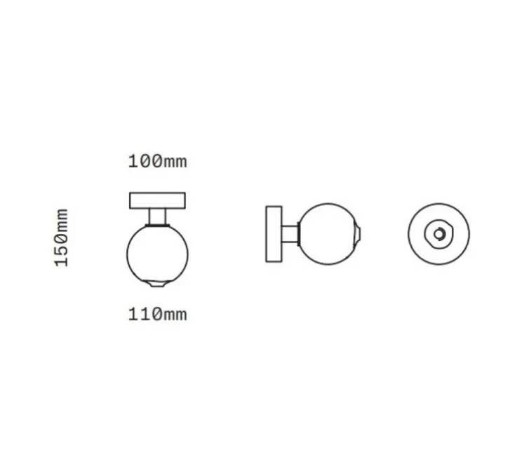 Applique ou plafonnier, Stem x1, Transparent, laiton brossé, Ø11cm, H15cm - SkLO Studio