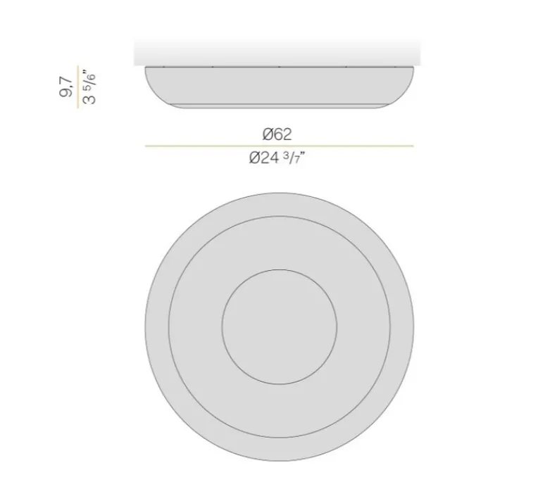 Applique|Plafonnier & Spot*Panzeri Applique ou plafonnier, Superbold 62, , IP40, LED, dim, 2700K, 2122 lm, Ø62cm, H9,7cm - noir