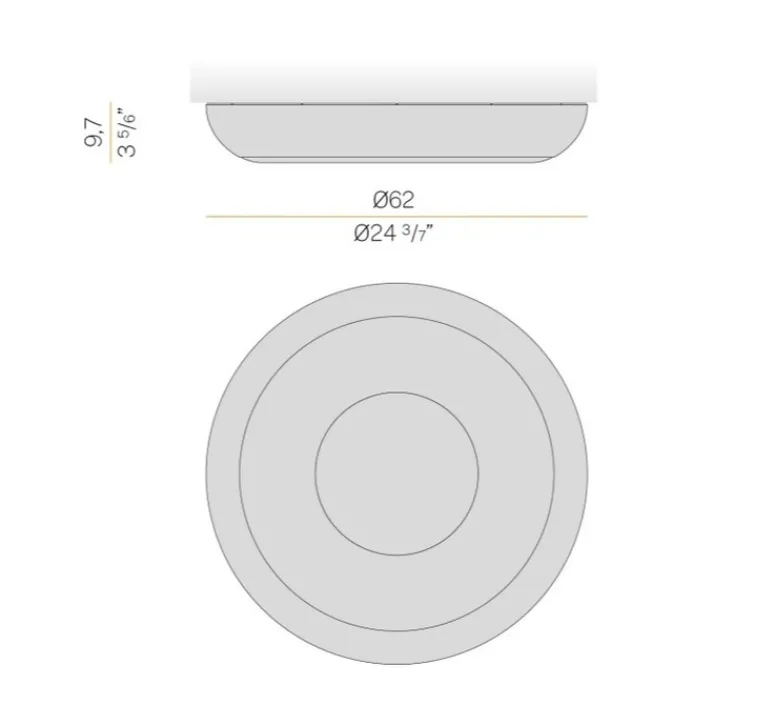 Applique|Plafonnier & Spot*Panzeri Applique ou plafonnier, Superbold 62, , IP40, LED, dim, 2700K, 2122 lm, Ø62cm, H9,7cm - champagne