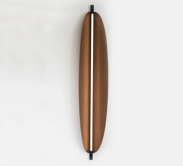 Applique ou plafonnier, Thula 562.43, sans câble, corps noir, détail noir, abat-jour noyer, IP40, LED, 2700K, 3400lm, L25cm, H134cm - Tooy