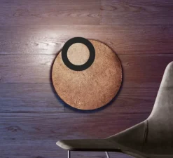 Applique ou plafonnier, Vera 50, noir et feuille de cuivre, LED, dim, 3000k, 2598 lm, Ø50cm, P14cm - Icone