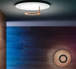 Applique ou plafonnier, Vera 50, noir et feuille de cuivre, LED, dim, 3000k, 2598 lm, Ø50cm, P14cm - Icone