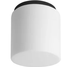 Applique ou plafonnier, Verre soufflé, blanc & noir, IP40, Ø18,4cm, H20cm - Zangra