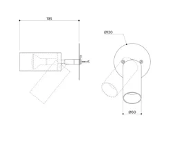 Applique, plafonnier, Book XL, noir, Ø6cm, H19,5cm - Contain