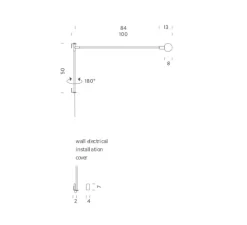 Applique, Potence Pivotante Mini, Charlotte Perriand, noir, LED, 2700K, 400lm, L100cm, H50cm - Nemo Lighting