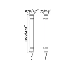 Applique*Faro Applique, Scuba 36W, , IP66, LED, 3000K, 5760 lm, Ø7cm, l120cm - chrome