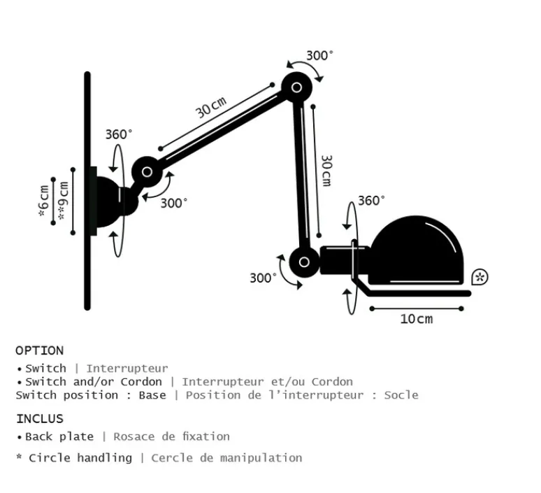 Enfants|Applique*Jieldé Applique, Signal 2 bras, SI331,, L70cm, H30cm - bleu pastel