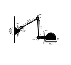 Applique, Signal 2 bras, SI331,noir mat, L70cm, H30cm- Jieldé
