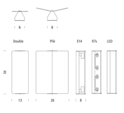 Applique, Volet Pivotant Plié, Blanc, LED, 3000K, 826lm, L26cm, H34cm - Charlotte Perriand - Nemo Lighting