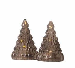 Arbre de Noël, lumineux, Lucy SET 2 pièces, chêne foncé, LED, Ø6,5cm, H9cm - Sirius