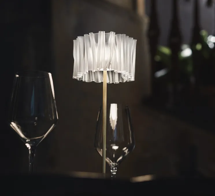 Baladeuse, Accordéon, blanc, laiton antique, LED, dim, 2700K, 150 lm, Ø13cm, H32,7cm - Slamp