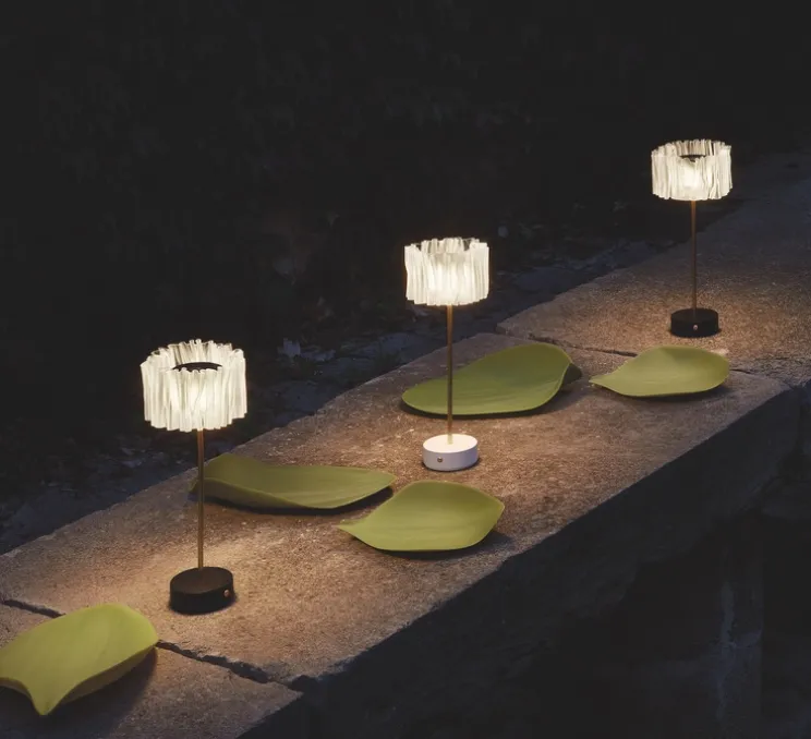 Baladeuse, Accordéon, blanc, laiton antique, LED, dim, 2700K, 150 lm, Ø13cm, H32,7cm - Slamp