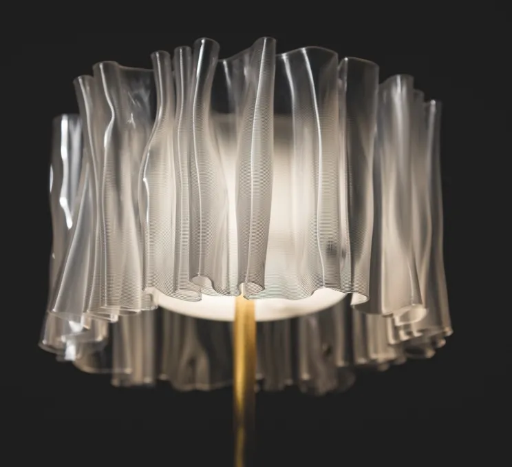 Baladeuse, Accordéon, blanc, laiton antique, LED, dim, 2700K, 150 lm, Ø13cm, H32,7cm - Slamp