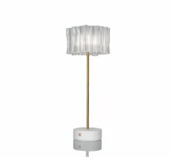 Baladeuse, Accordéon, blanc, laiton antique, LED, dim, 2700K, 150 lm, Ø13cm, H32,7cm - Slamp
