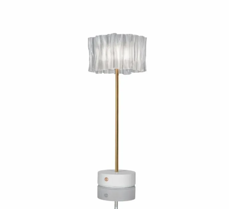 Baladeuse, Accordéon, blanc, laiton antique, LED, dim, 2700K, 150 lm, Ø13cm, H32,7cm - Slamp