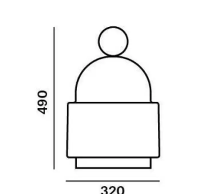 Baladeuse, Dome Nomad Small, verre gris fumé glossy, corps métal noir, IP44, LED, dim, 2700K, 950 lm, Ø32cm, H49cm - Brokis
