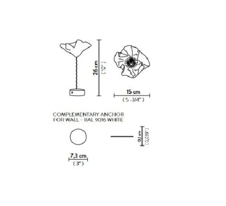 Lampe*Slamp Baladeuse, La Fleur, , LED, dim, 2700K, 150 lm, Ø15cm, H26cm - blanc