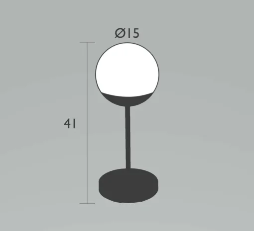 Baladeuse, Lampe à poser H41 MAX carbone, Mooon! IP44, dim, 2700K-4000K, 200lm-300lm, Ø15cm, H41cm - Fermob