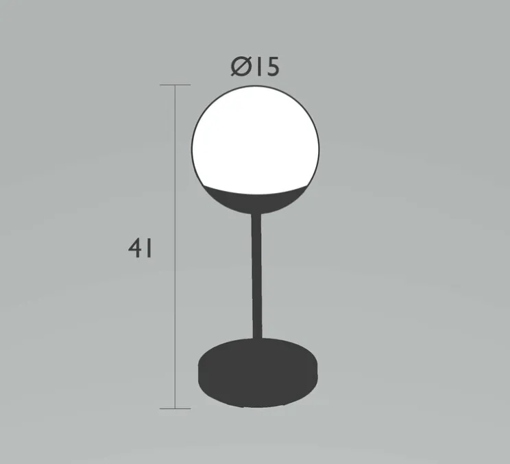 Baladeuse, Lampe à poser H41 MAX carbone, Mooon! IP44, dim, 2700K-4000K, 200lm-300lm, Ø15cm, H41cm - Fermob