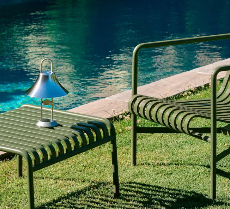 Lampe*HAY Baladeuse, Mousqueton, , IP44, LED, dim, 2550K, 157 lm, Ø19,5cm, H30,5cm - acier brossé