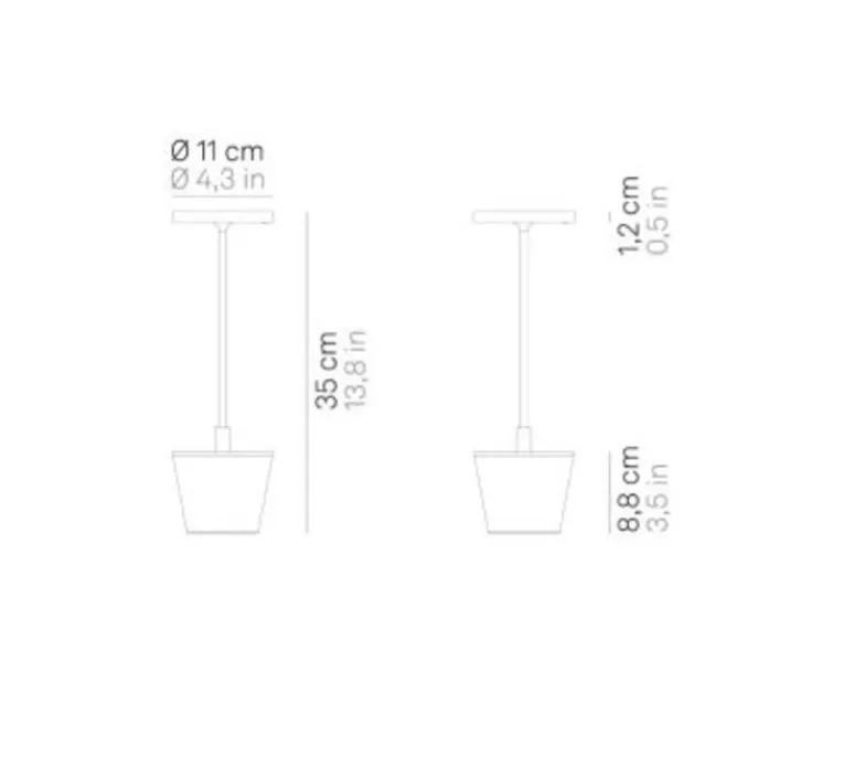 Lampe*Zafferano Baladeuse, Poldina Reverso, , IP54, LED, dim, 2200-2700-3000K, 241-250-262 lm, Ø11cm, H35cm - Gris foncé