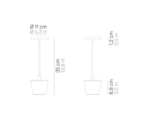 Lampe*Zafferano Baladeuse, Poldina Reverso, , IP54, LED, dim, 2200-2700-3000K, 241-250-262 lm, Ø11cm, H35cm - Corten