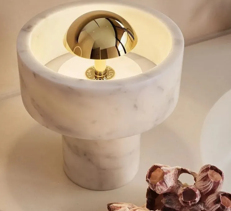 Baladeuse, Stone, Marbre blanc, LED, dim, 3000K, 160 lm, Ø19cm, H16cm - Tom Dixon