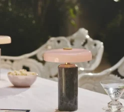 Lampe*Design by us Baladeuse, Trip, Hermès Grey, Marbre gris, IP44, LED, dim, 3000K, Ø17cm, H21cm - Marbre gris, rose brillant