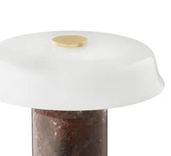 Lampe*Design by us Baladeuse, Trip No.2 , opaline blanche, Marbre burgundy, IP44, LED, dim, 2700K, Ø18cm, H22cm - Bourgogne, Marbre blanc