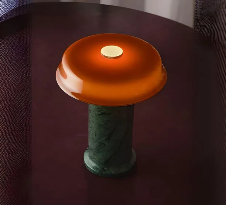 Baladeuse, Trip No.2 , Opaline ambre, Marbre vert, IP44, LED, dim, 2700K, Ø18cm, H22cm - Design by us