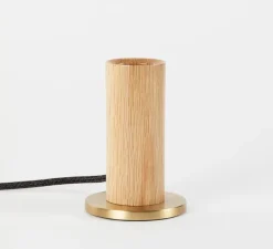 Lampe*Tala Base pour lampe, Knuckle, , Ø8,5cm, H12,5cm - chêne, laiton