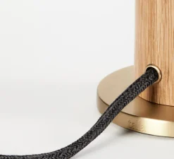 Lampe*Tala Base pour lampe, Knuckle, , Ø8,5cm, H12,5cm - chêne, laiton