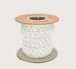 Interrupteur|Prise*Fontini Bobine de câble textile tressé 50 mètres, Garby, Blanc, 2x1,5mm² -