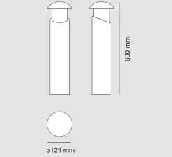 Lampadaire*9010 Novantadieci Borne, Alfiere Large, , IP65, Ø12,4cm, H60cm - gris foncé