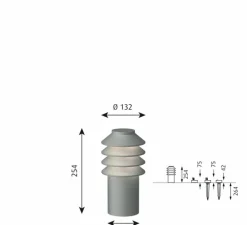 Lampadaire*Louis Poulsen Borne, Bysted Garden courte, , IP65, LED, 2700K, lm, Ø13,2cm, H25,4cm - Aluminium granité