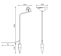 Lampadaire*Toscot Borne, Chirp, blanc & noir, IP55, LED, 2700K, 360 lm, L18cm, H80cm - blanc & noir