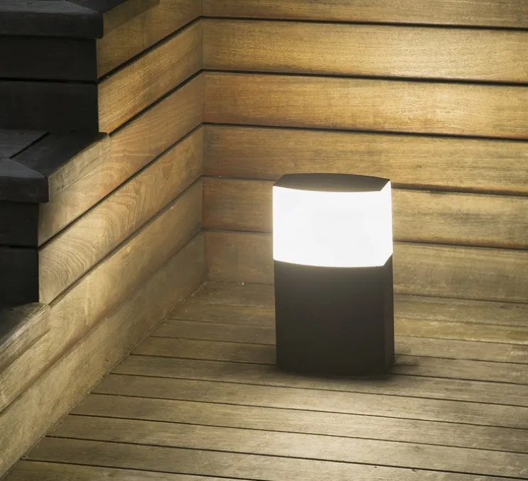 Borne d'extérieur, Datna, gris anthracite et diffuseur blanc, H30cm - FARO