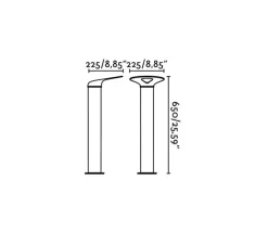 Lampadaire*Faro Borne, Lotus, gris foncé, LED, 3000k, 1120lm, l25cm, H65cm - noir