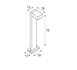 Lampadaire*SLV Borne, Quadrasyl 75, , IP44, L1919cm, H75cm - anthracite