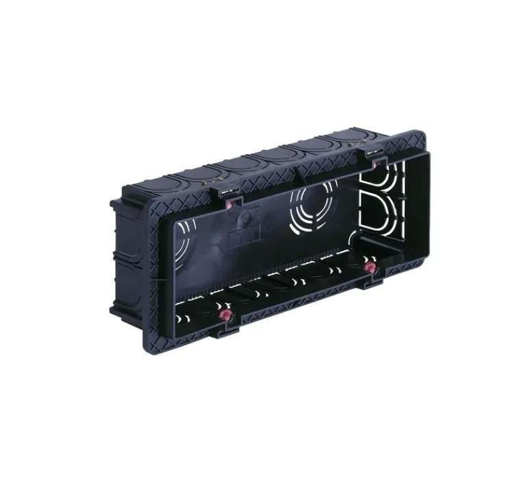 Accessoires*Vimar Boîtier d'encastrement, Format Italien, Rectangle, 6/7 modules, Maçonnerie, Noir, L18,4cm, H5cm -