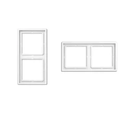 Prise|Interrupteur*Jung Cadre, LS 990, Double horizontal ou vertical, Blanc, Interrupteur et Prise, L15,2cm, H8,1cm -