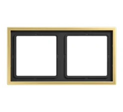 Interrupteur|Prise*Jung Cadre, LS 990, Double horizontal ou vertical, Laiton doré, Interrupteur et Prise, L15,2cm, H8,1cm -