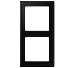 Prise|Interrupteur*Jung Cadre, LS 990, Double horizontal ou vertical, Noir mat, Interrupteur et Prise, L15,2cm, H8,1cm -