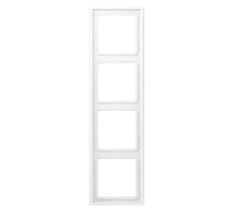 Cadre, LS 990, Quadruple horizontal ou vertical, Blanc mat, Interrupteur et Prise, L29,4cm, H8,1cm - Jung