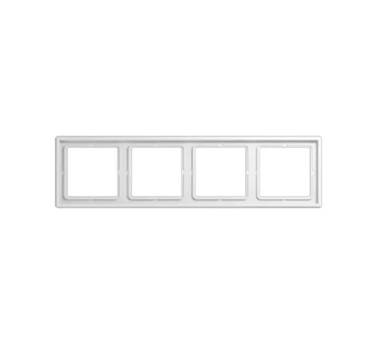 Cadre, LS 990, Quadruple horizontal ou vertical, Blanc, Interrupteur et Prise, L29,4cm, H8,1cm - Jung